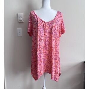 Fresh Produce Womens 2X Asymmetrical Top Coastal Beach 90s Cotton Plus Size